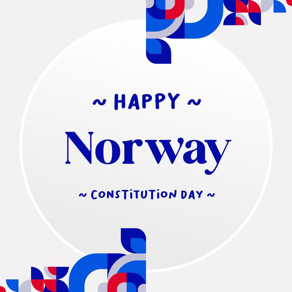 Happy National Constitution Day of Norway in modern geometric style. Square banner for social media and more with typography. Illustration of Happy Norwegian Constitution Day vector