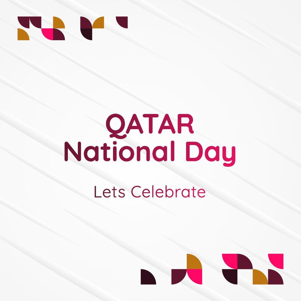 Qatar National Day banner in modern geometric style. Square banner for social media and more with typography. Vector illustration for national holiday celebration party. Happy Qatar National Day 2024