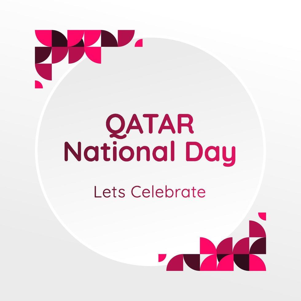 Qatar National Day banner in modern geometric style. Square banner for social media and more with typography. Vector illustration for national holiday celebration party. Happy Qatar National Day 2024