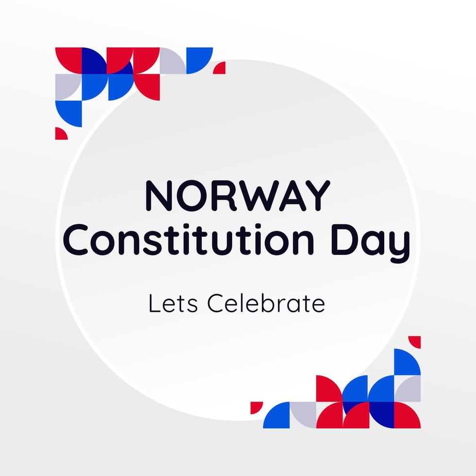 Happy National Constitution Day of Norway in modern geometric style. Square banner for social media and more with typography. Illustration of Happy Norwegian Constitution Day vector