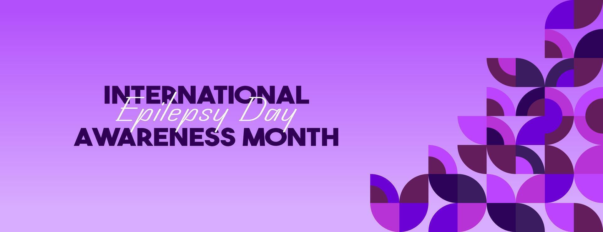 International Epilepsy Day banner with geometric ornament. Raising awareness about epilepsy, improving treatment, for better care. World Epilepsy Day modern background in purple color vector