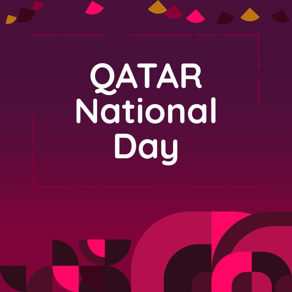 Qatar National Day banner in modern geometric style. Square banner for social media and more with typography. Vector illustration for national holiday celebration party. Happy Qatar National Day 2024