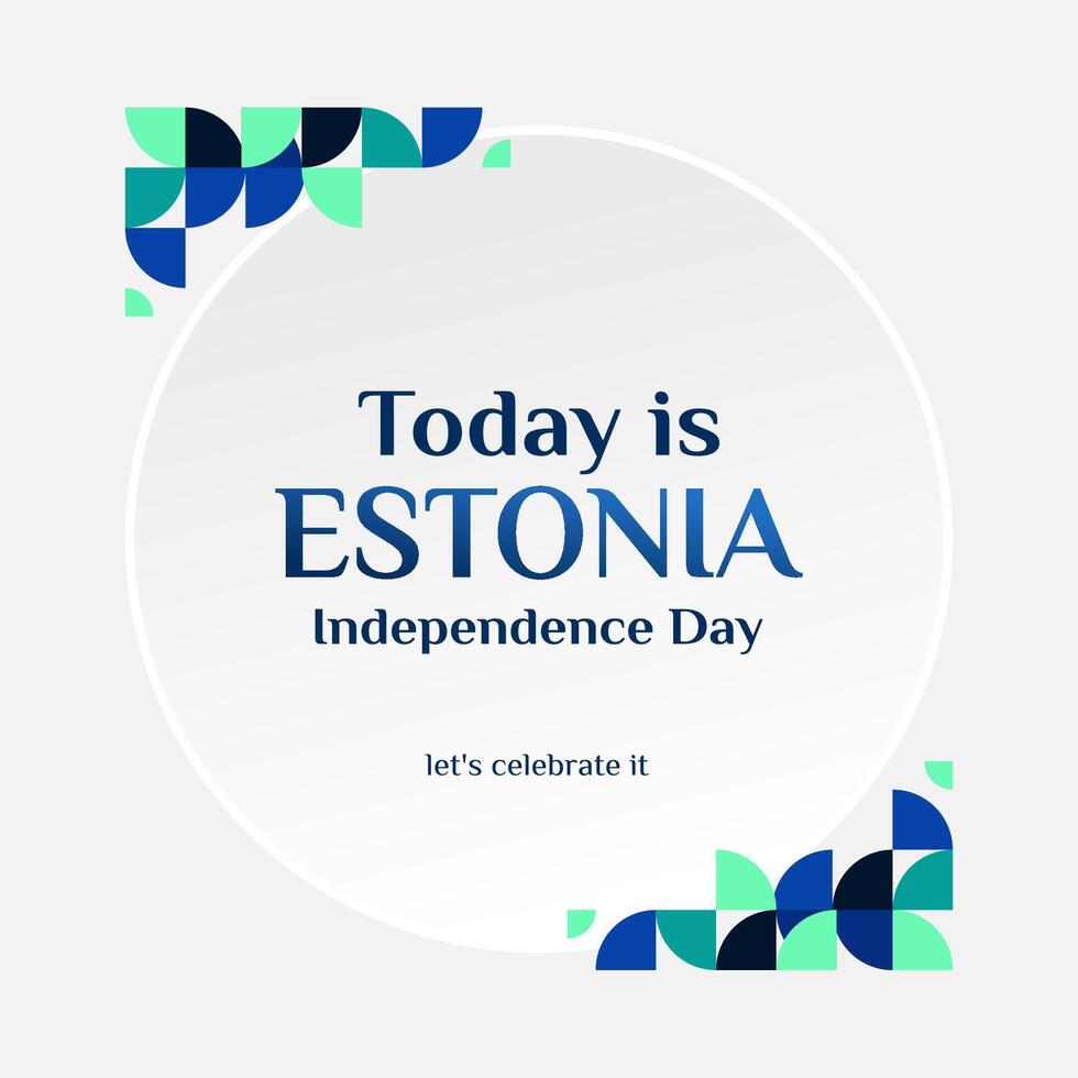 contento Estonia independencia día bandera en moderno geométrico estilo. cuadrado bandera para social medios de comunicación y más con tipografía. vector ilustración para nacional fiesta celebracion fiesta.