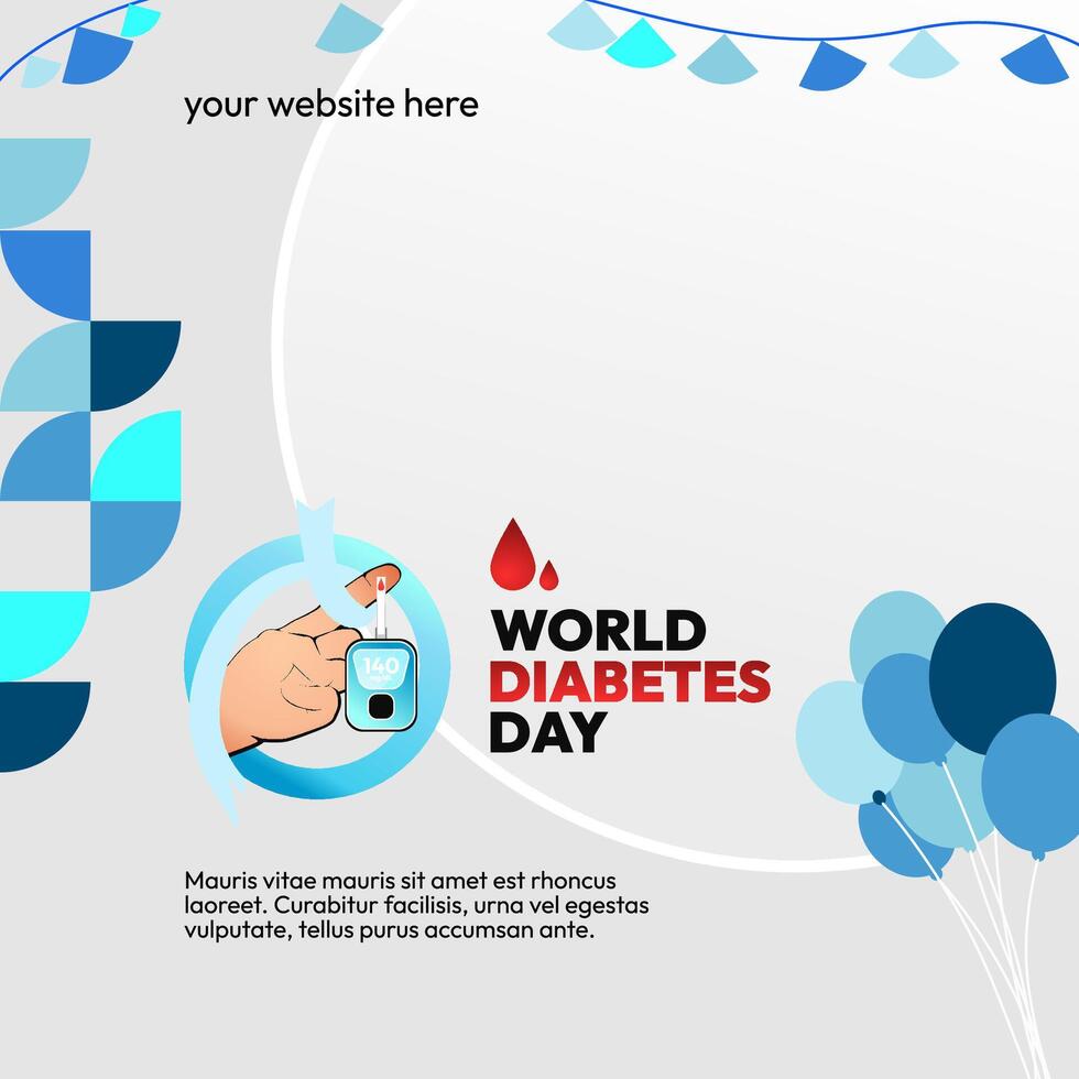 mundo diabetes día bandera para conciencia y inquietud. geométrico bandera para internacional diabetes día. vector