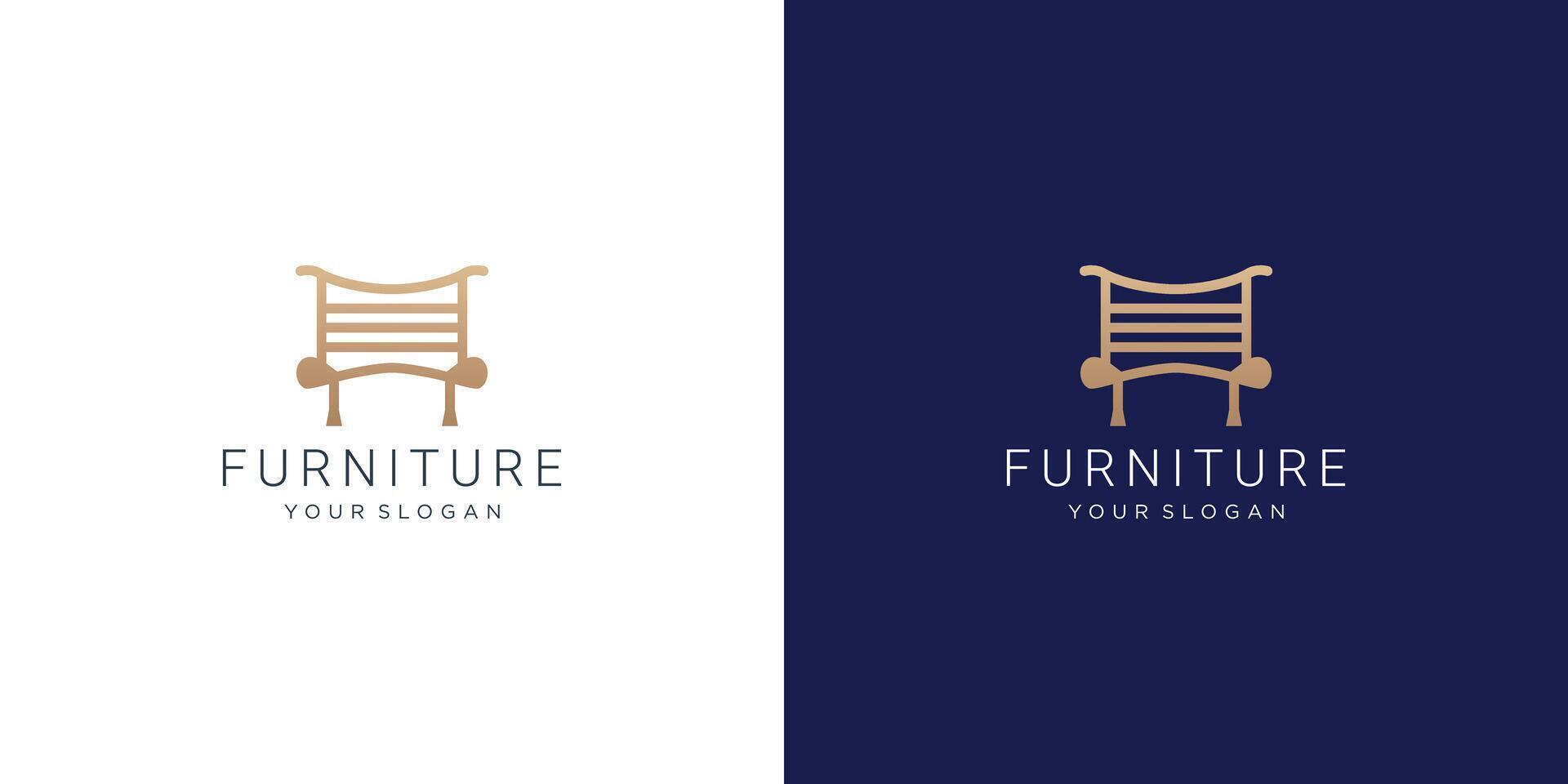 Sofa chair Furniture vector logo design. premium template design.