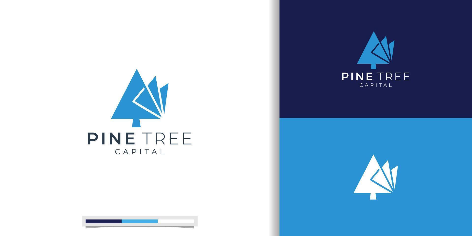 creativo de pino árbol logo diseño modelo con crecimiento concepto. inspiración pino árbol logo para negocio.pino, logo, árbol, moderno vector