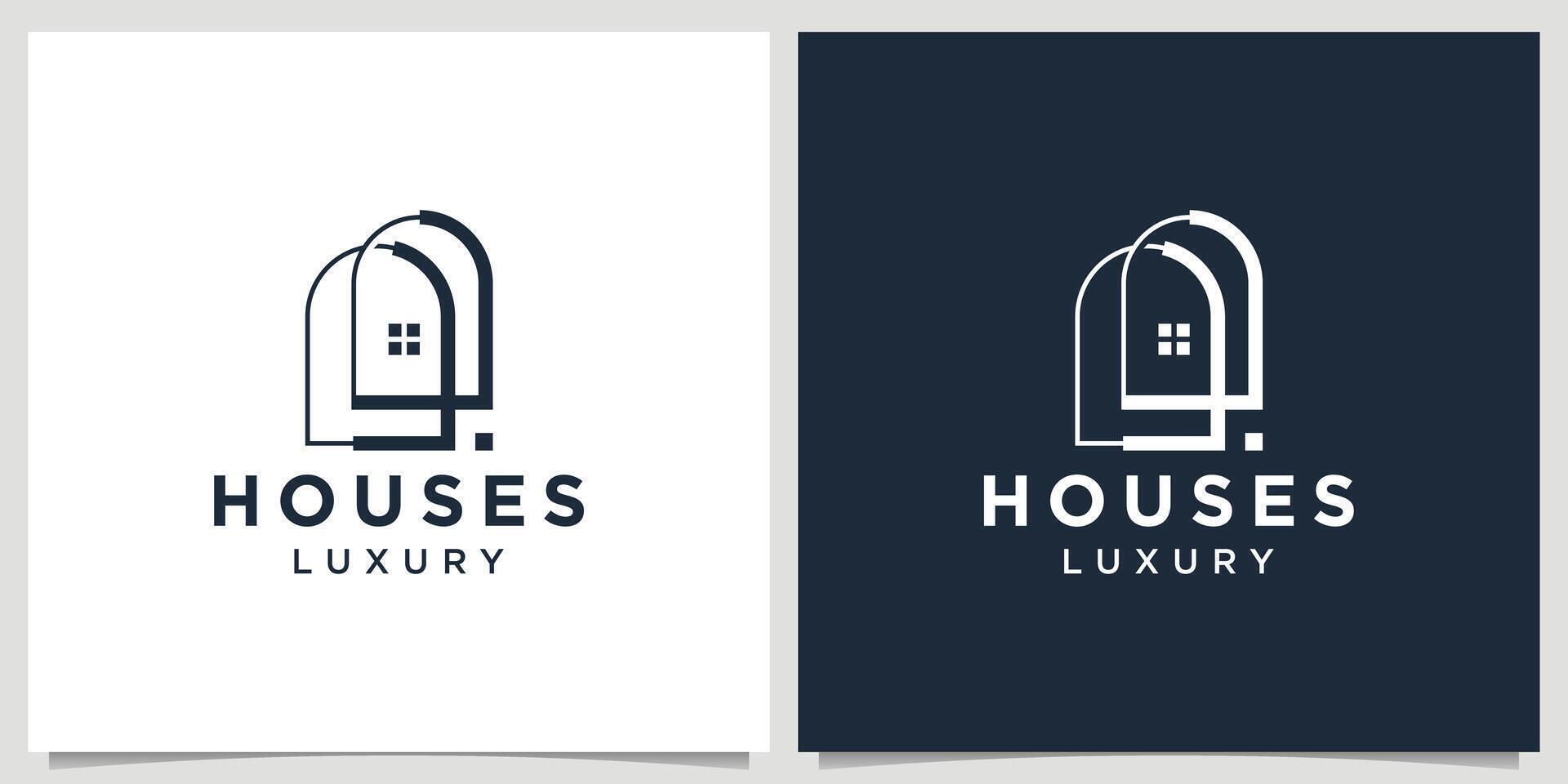 line art house logo minimalist design vector illustration on black and white black background.