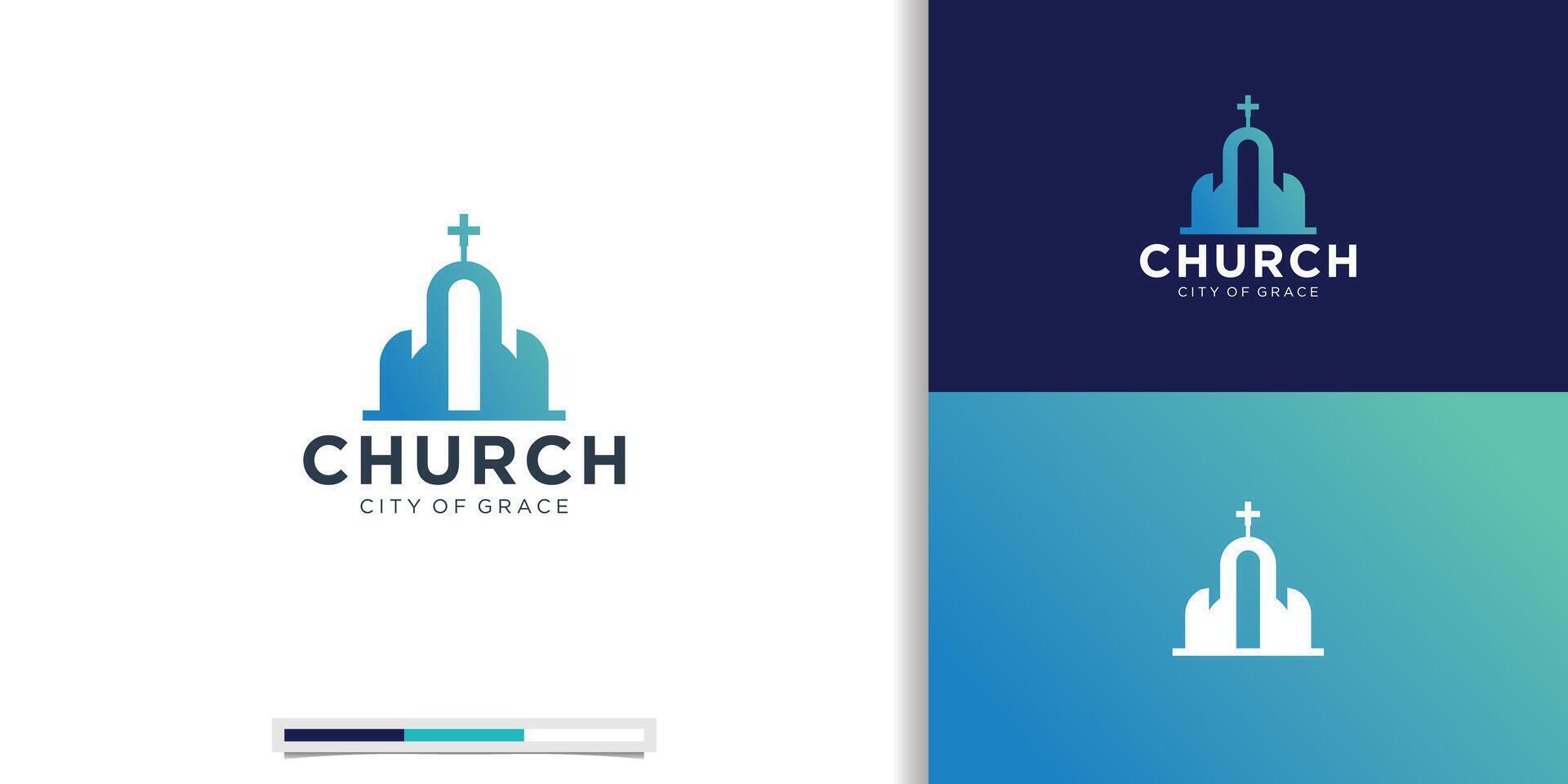 Christian Church Build Jesus Cross Gospel logo design inspiration. premium vector