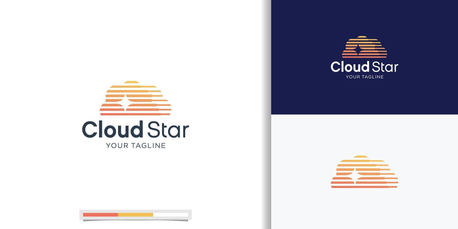 creative cloud logo design combine with Star icon. Unique concept dual meaning. Star Spark corporate logo template vector