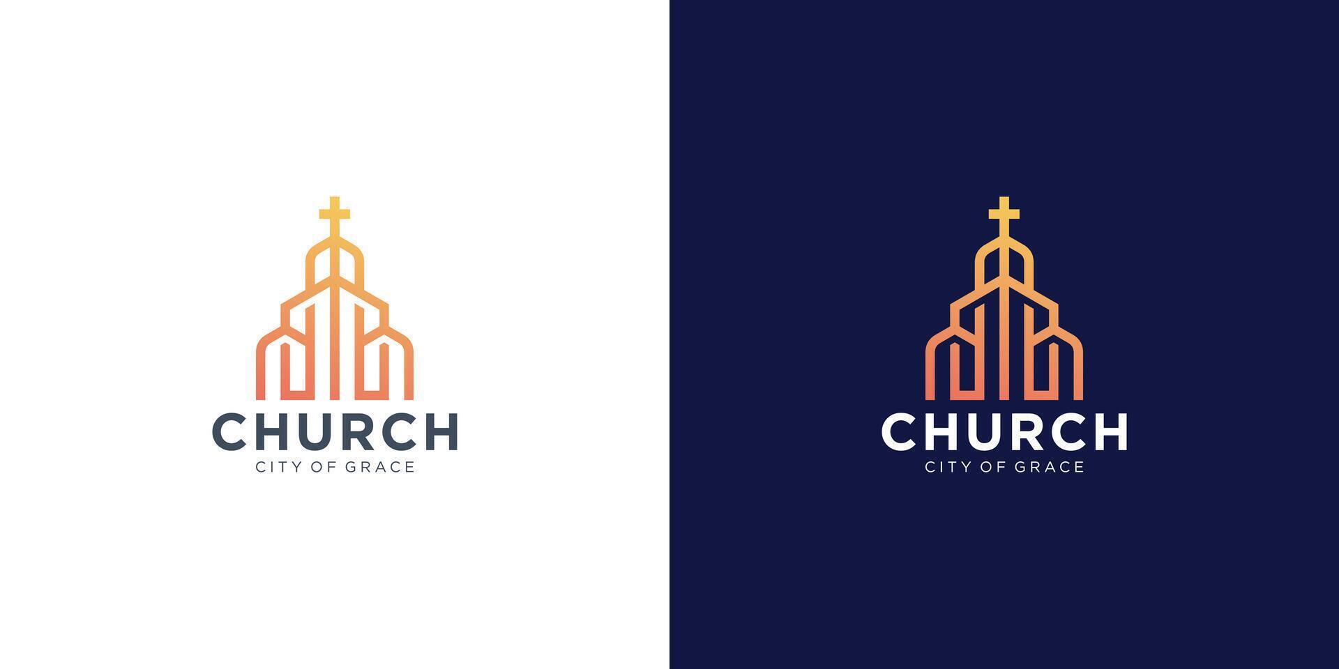 Symbol Christian Church Jesus Cross Gospel logo design inspiration. premium vector