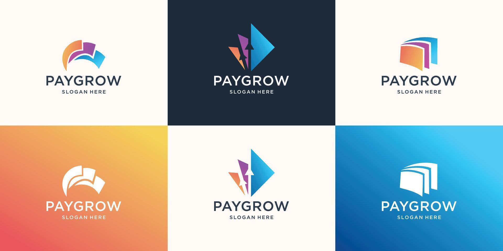 Set of collection payment vector logo design with growth arrow shape design.