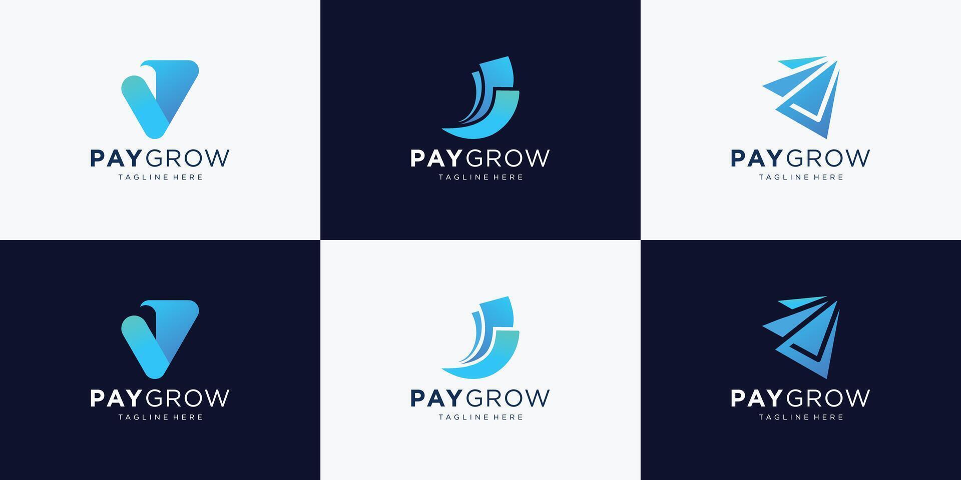 conjunto de resumen pago vector logo diseño con crecimiento flecha forma diseño.