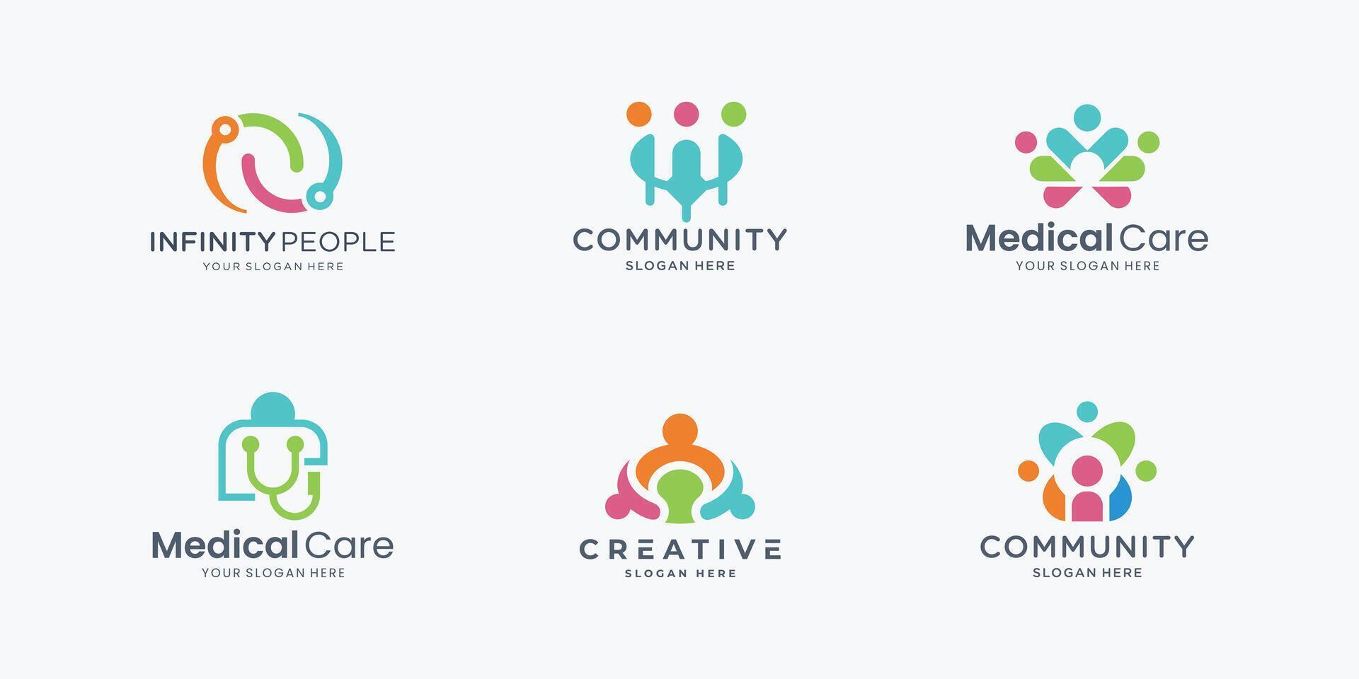 community logo set icon vector isolated. mega bundle unity human community.