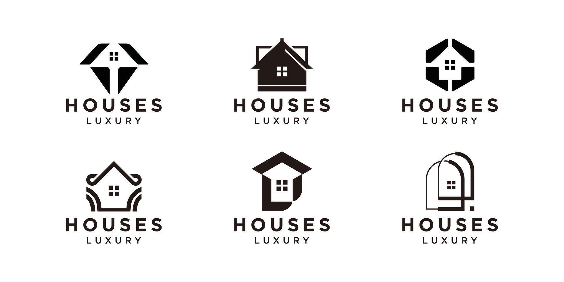 colección de lujo hogar, casas construir logo. conjunto de hogar diseño icono modelo inspiraciones vector