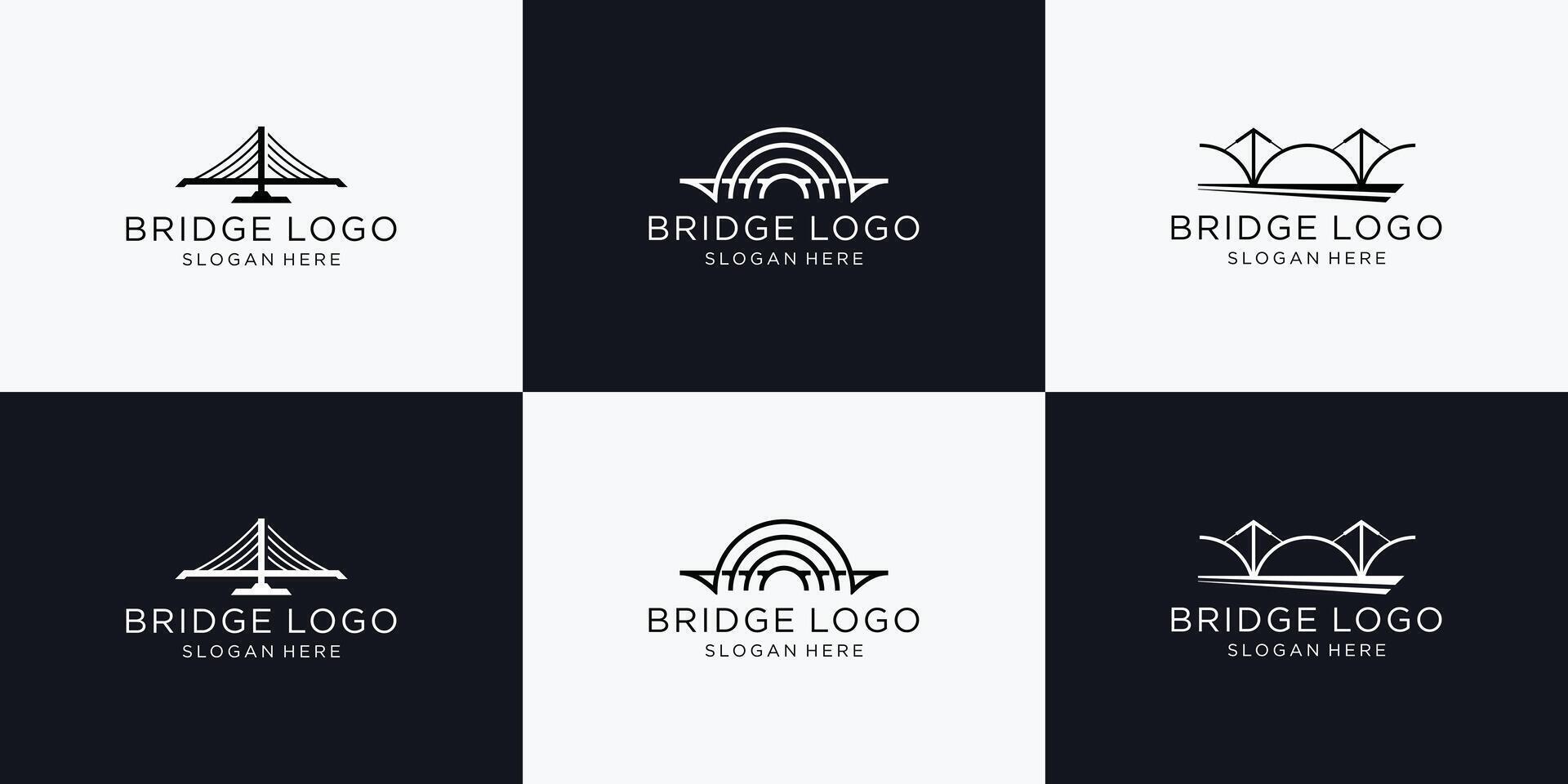 Set of bridge logo. Abstract bridge minimalist logo collection for business. vector