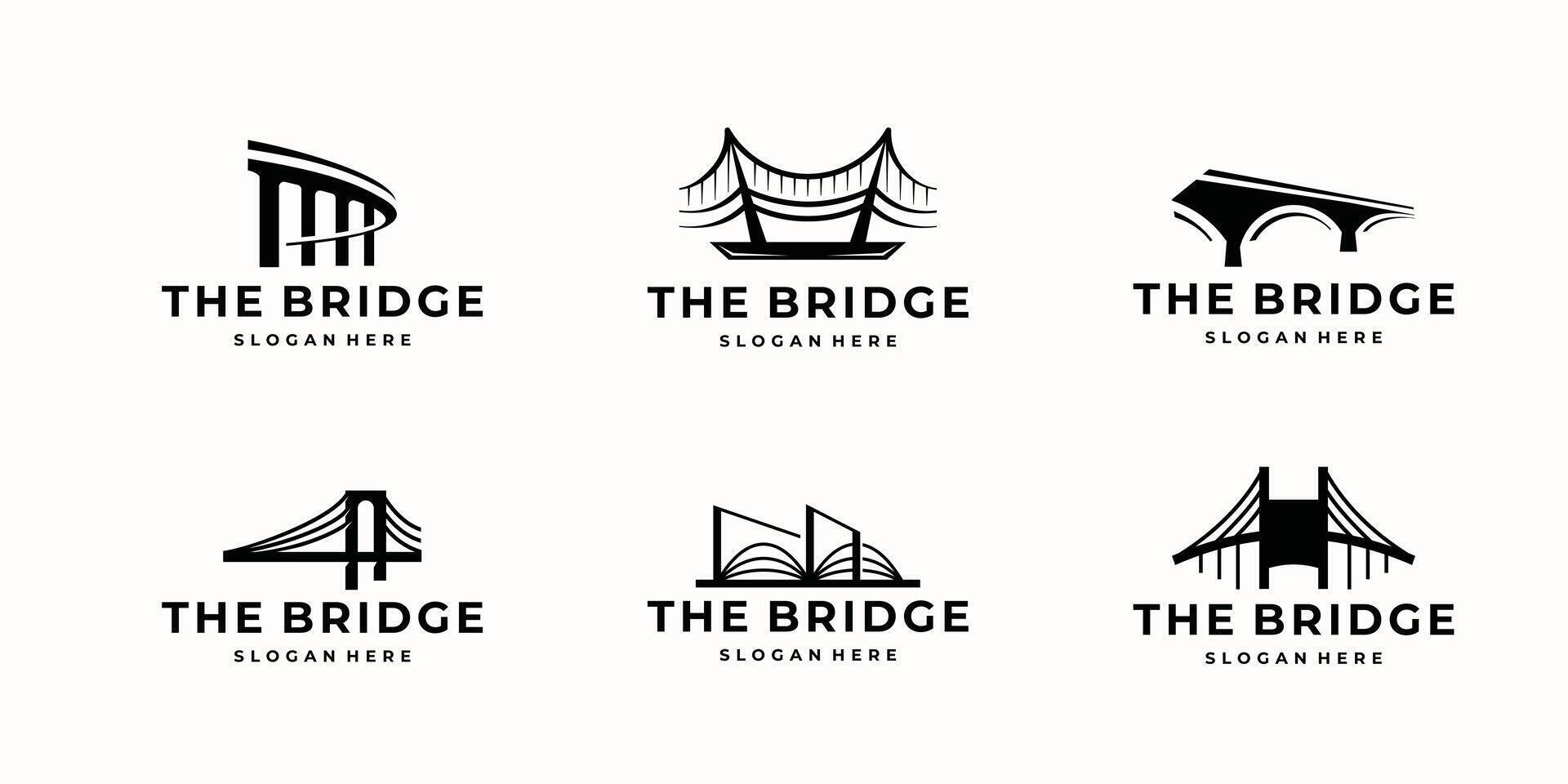 creative of abstract bridge logo design template collection. Premium bridge logo design set icon. vector