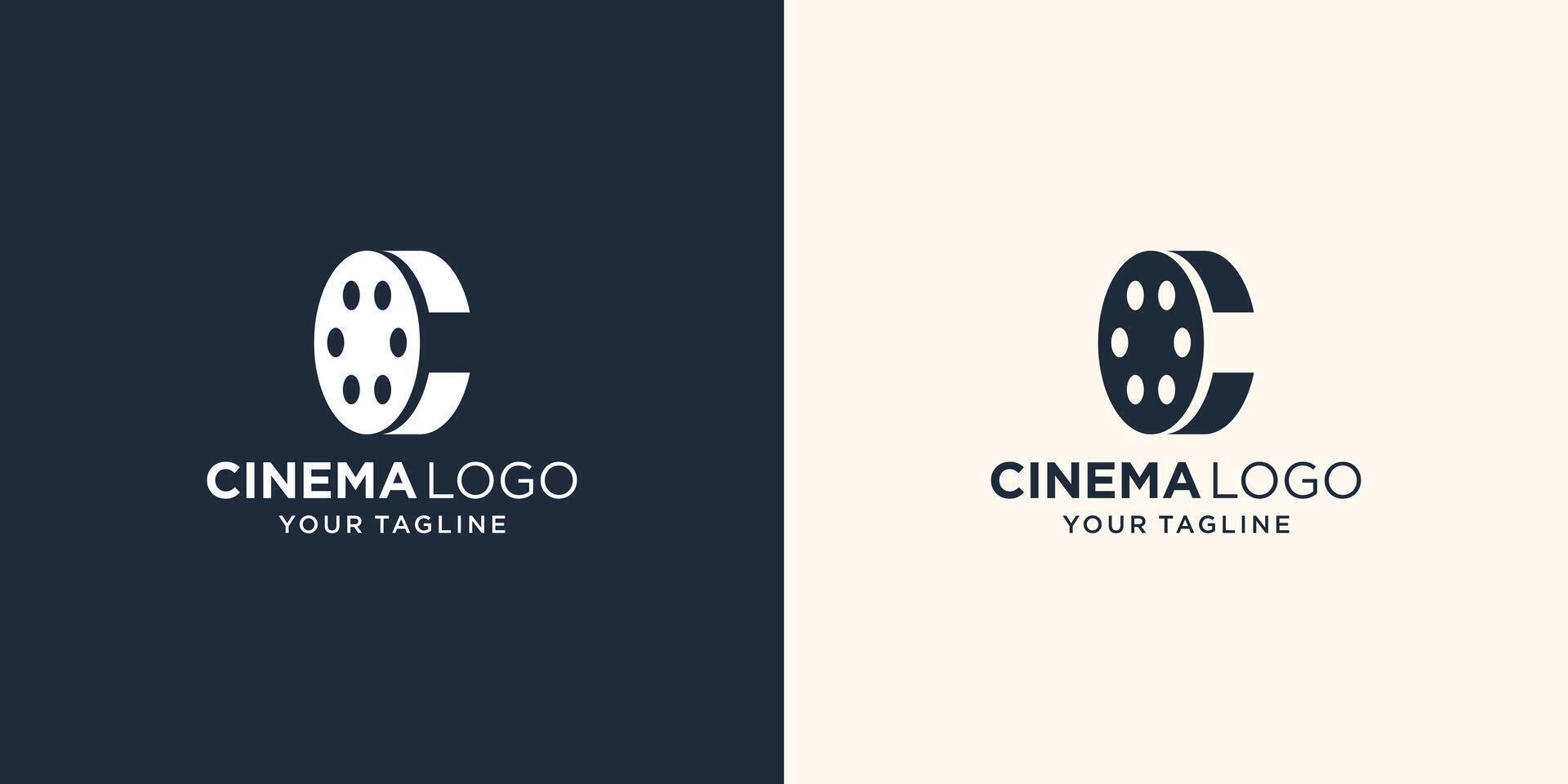 Simple Minimalist Clever Initial Letter C with Video Camera for Cinema Movie Production vector
