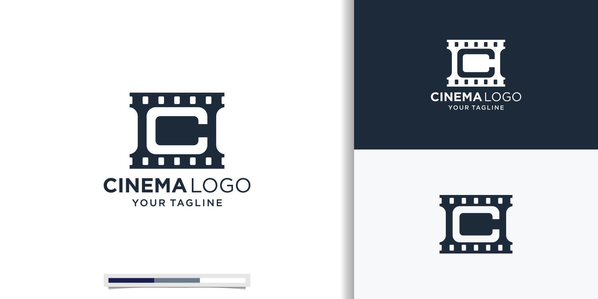 Initial Letter C with Film stripes for Movie Production logo design inspirations vector