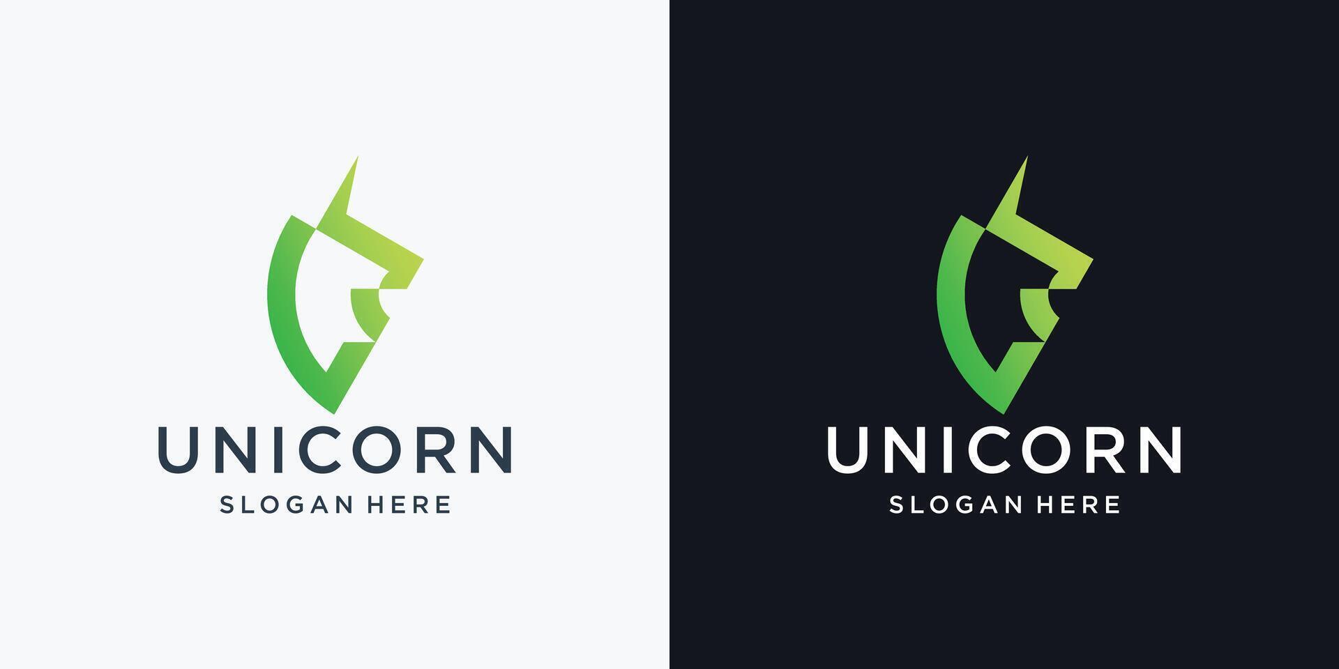 creativo minimalista unicornio logo diseño inspiración con degradado color marca. vector