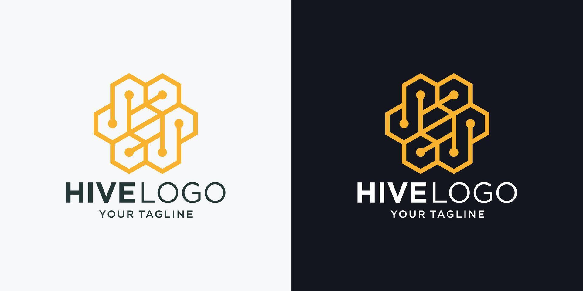 creative of hive honey bee comb logo inspiration. minimalist abstract line style bee honey logo. vector