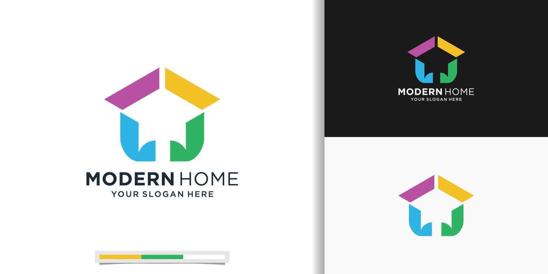 Abstract home logo design template. Minimal real estate property vector symbol with colorful inspiration