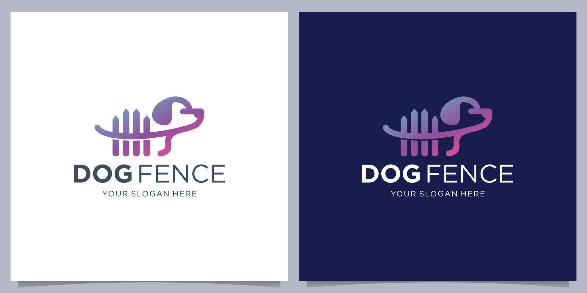 perro abrigo y cerca casa logo diseño para mascota amante y degradado color marca vector