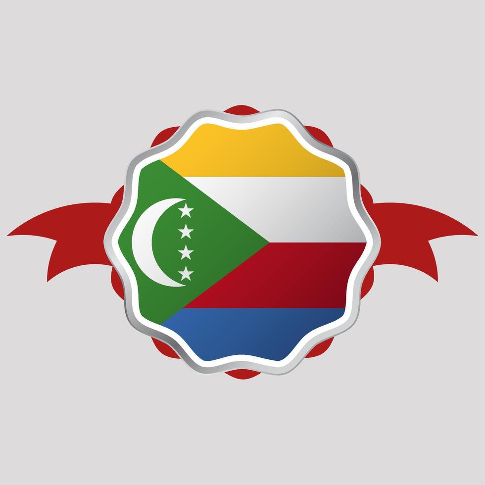 Creative Comoros Flag Sticker Emblem vector