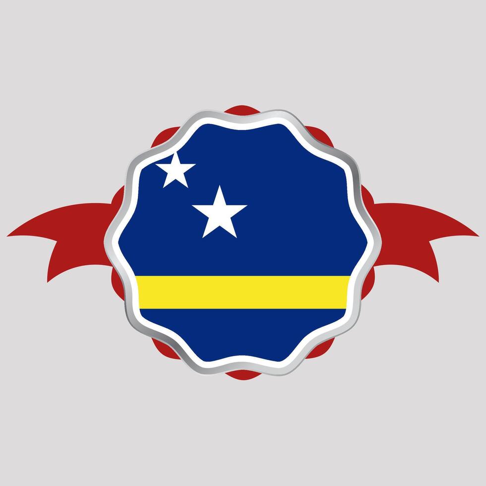 Creative Curacao Flag Sticker Emblem vector