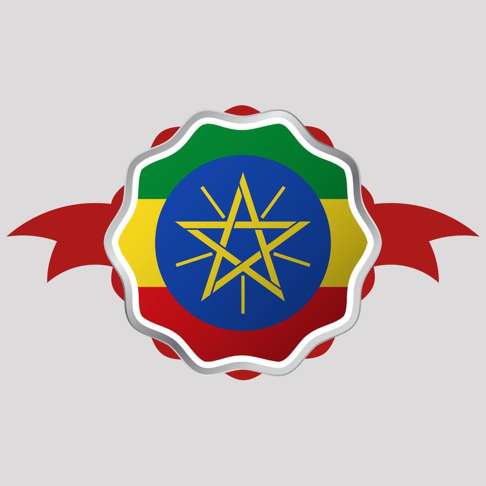 Creative Ethiopia Flag Sticker Emblem vector