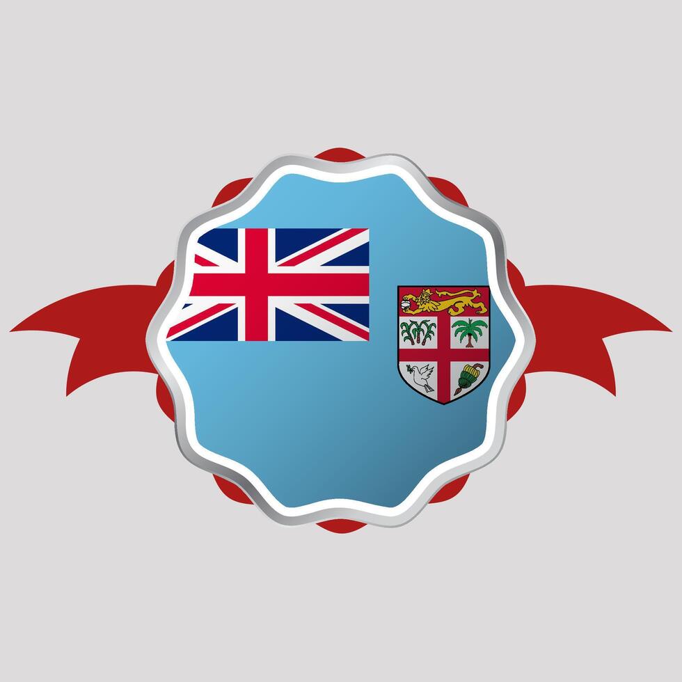 Creative Fiji Flag Sticker Emblem vector