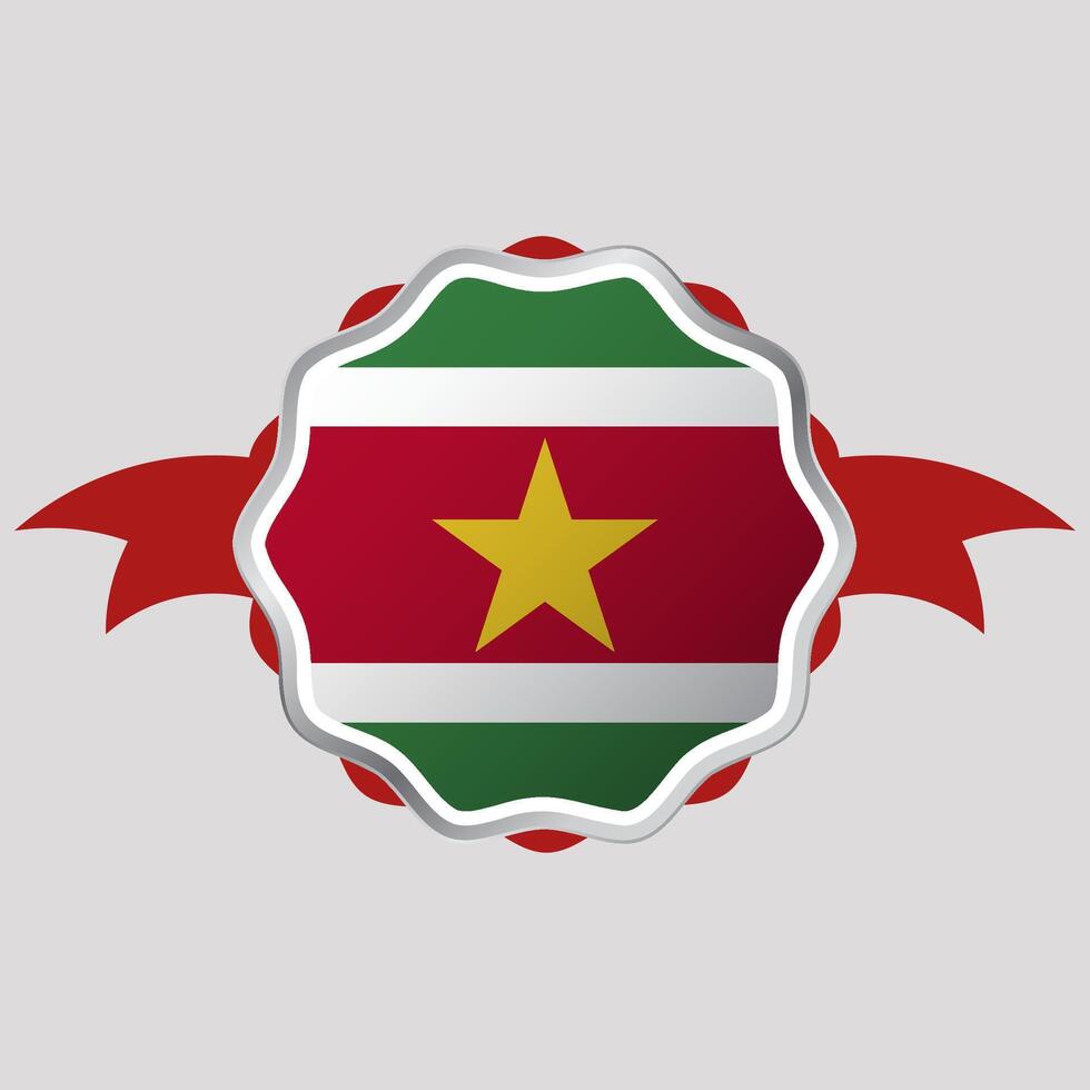 Creative Suriname Flag Sticker Emblem vector