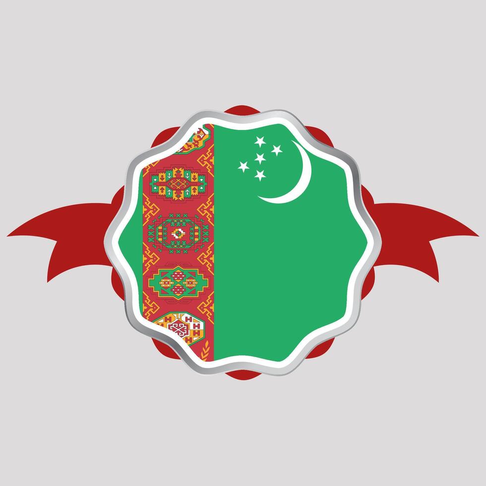 Creative Turkmenistan Flag Sticker Emblem vector