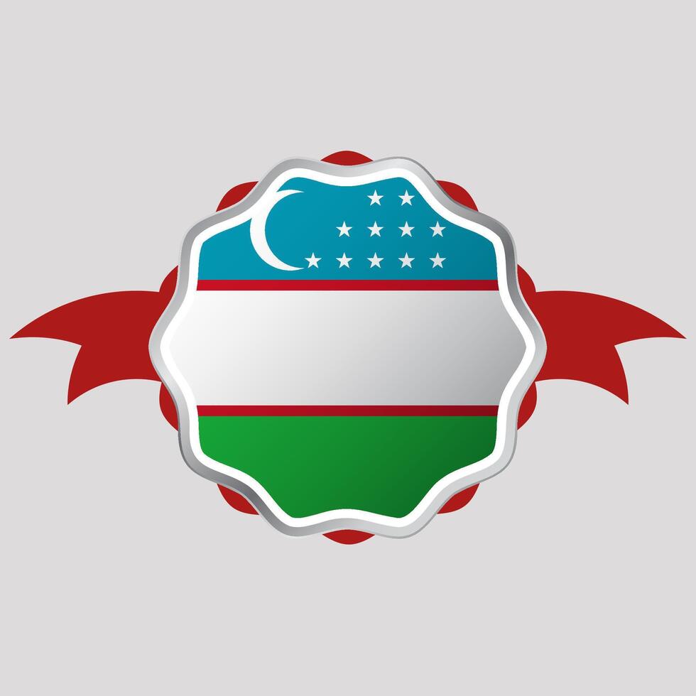 Creative Uzbekistan Flag Sticker Emblem vector