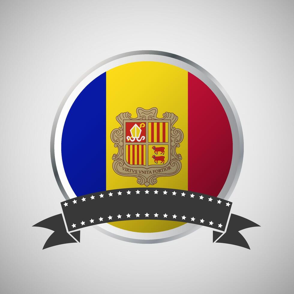 Vector Andorra Round Flag Banner Vector Illustration