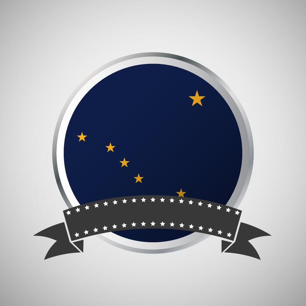 Vector Alaska Round Flag Banner Vector Illustration