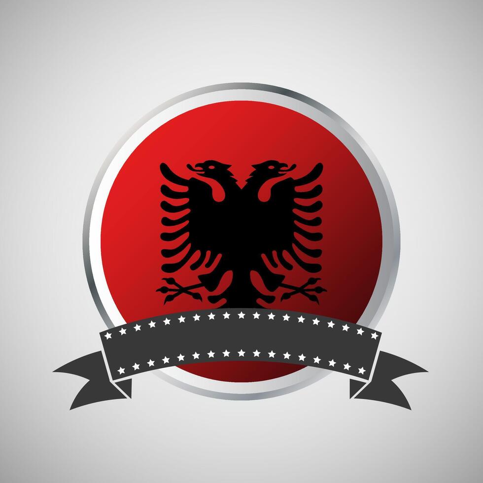 Vector Albania Round Flag Banner Vector Illustration