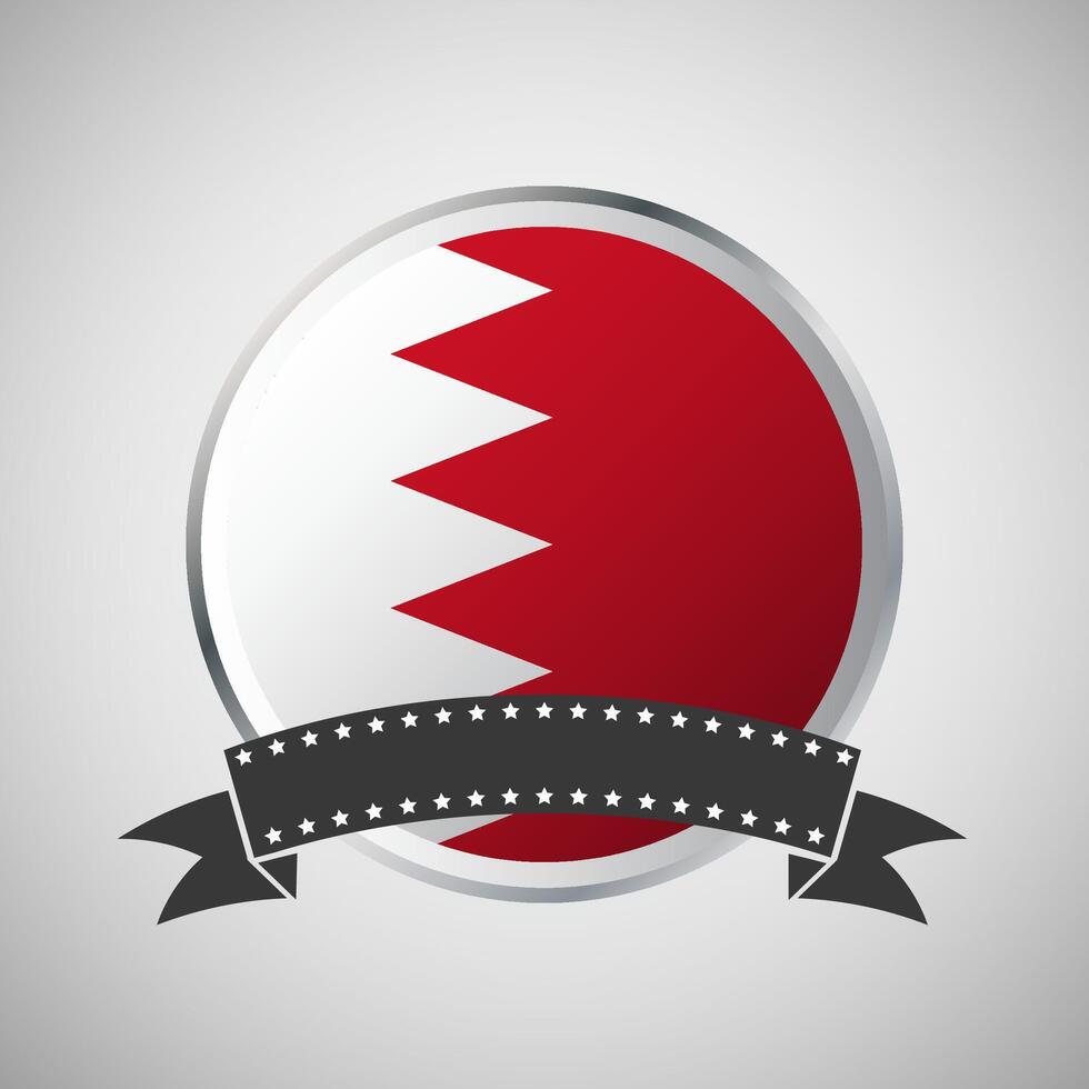 Vector Bahrain Round Flag Banner Vector Illustration