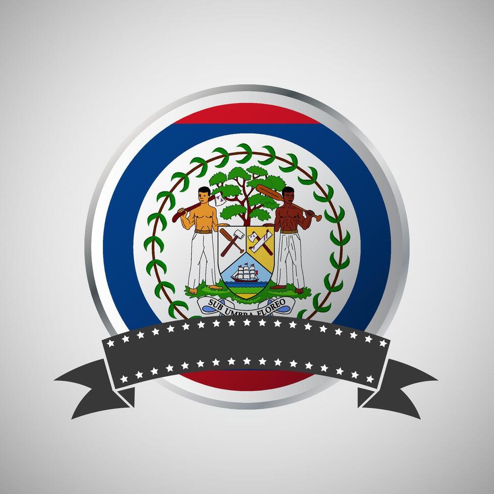 Vector Belize Round Flag Banner Vector Illustration