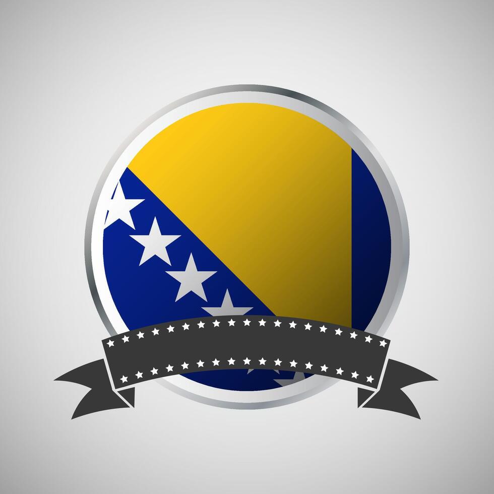 Vector Bosnia and Herzegovina Round Flag Banner Vector Illustration