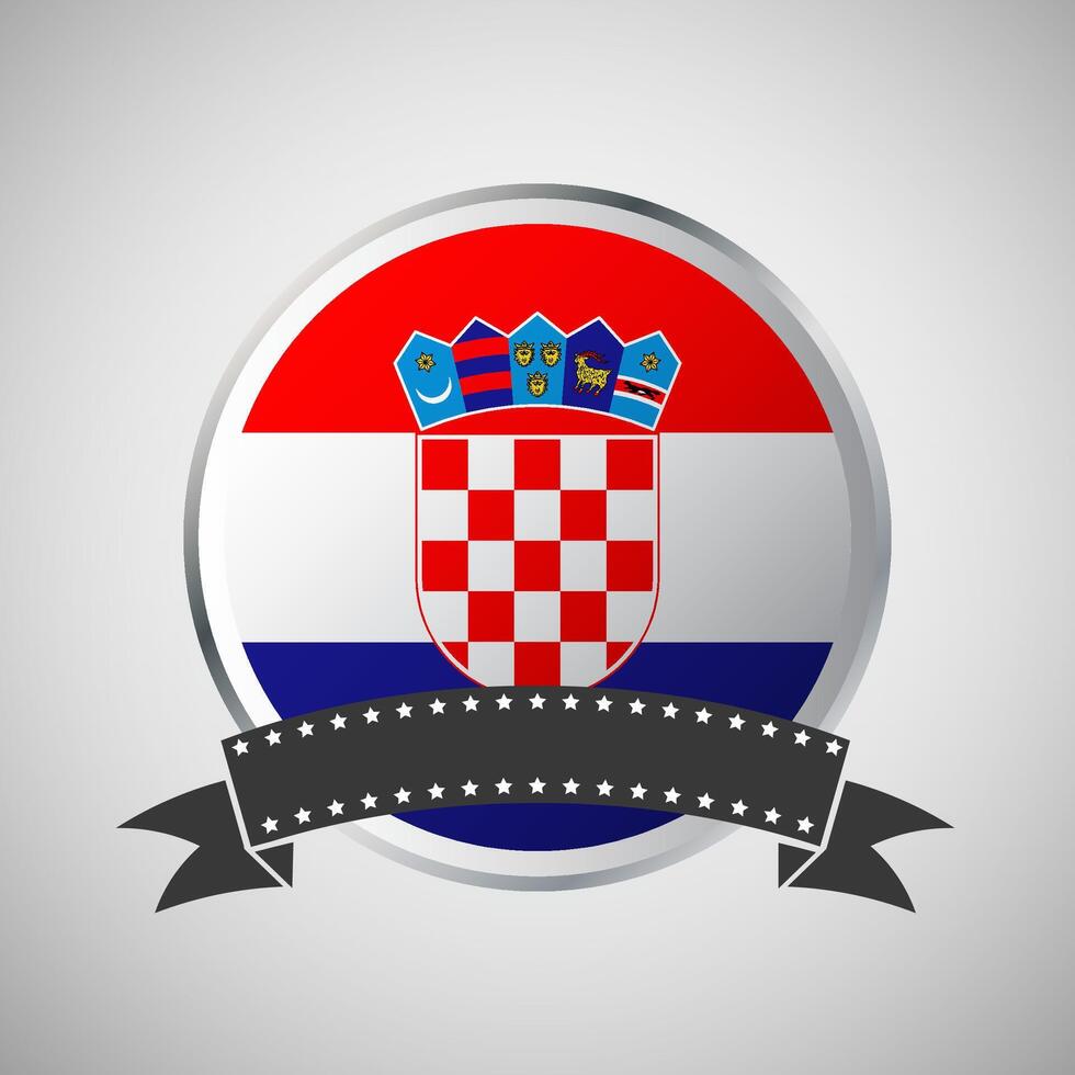 Vector Croatia Round Flag Banner Vector Illustration