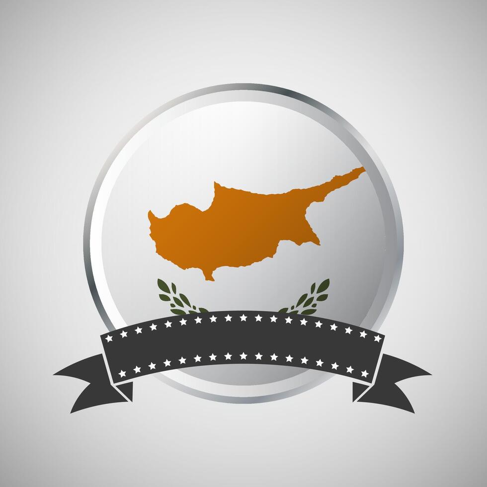 Vector Cyprus Round Flag Banner Vector Illustration