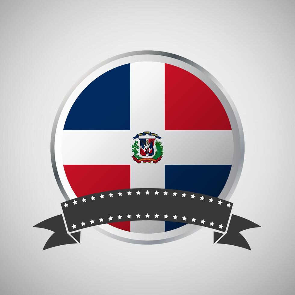 Vector Dominican Republic Round Flag Banner Vector Illustration