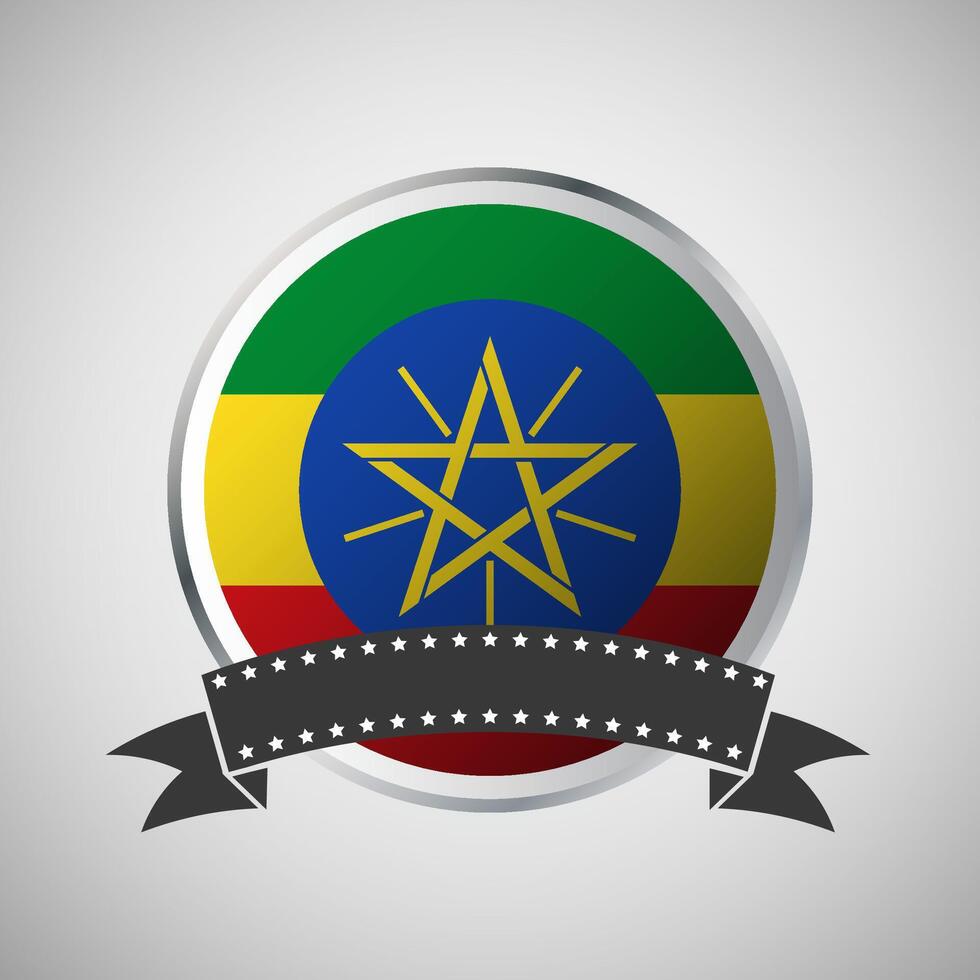 Vector Ethiopia Round Flag Banner Vector Illustration