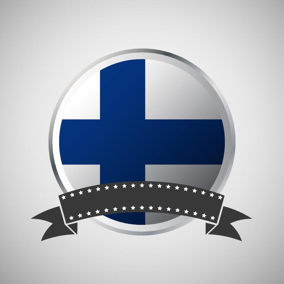 Vector Finland Round Flag Banner Vector Illustration