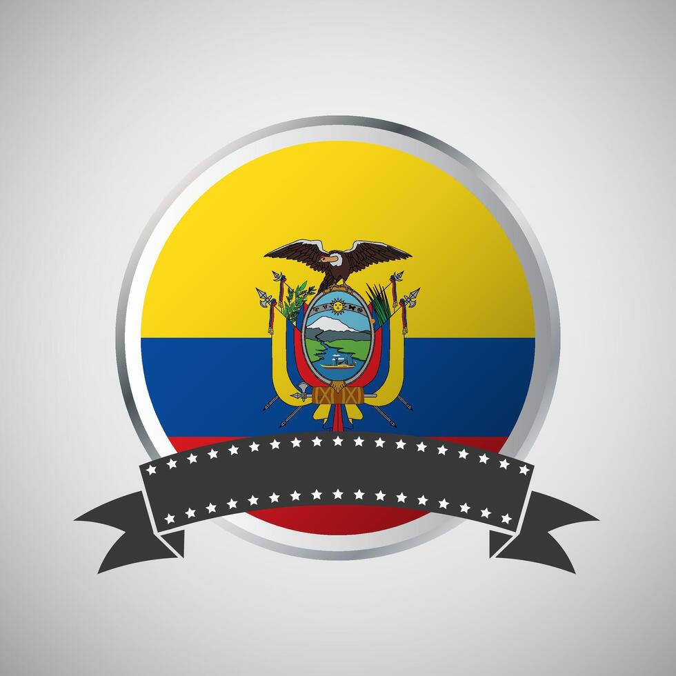 Vector Ecuador Round Flag Banner Vector Illustration