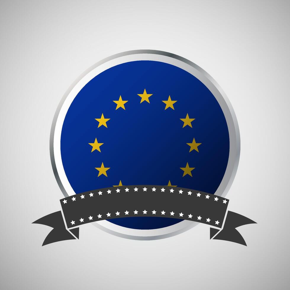 Vector European Union Round Flag Banner Vector Illustration