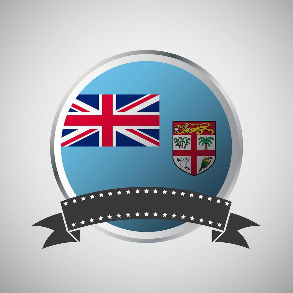 Vector Fiji Round Flag Banner Vector Illustration