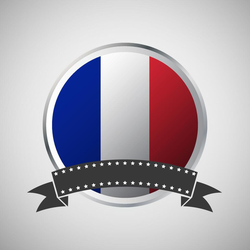 Vector France Round Flag Banner Vector Illustration