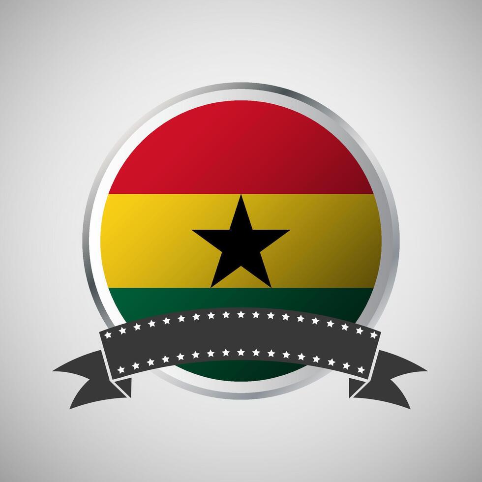 Vector Ghana Round Flag Banner Vector Illustration