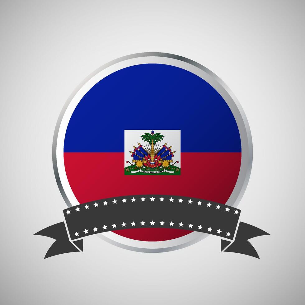 Vector Haiti Round Flag Banner Vector Illustration